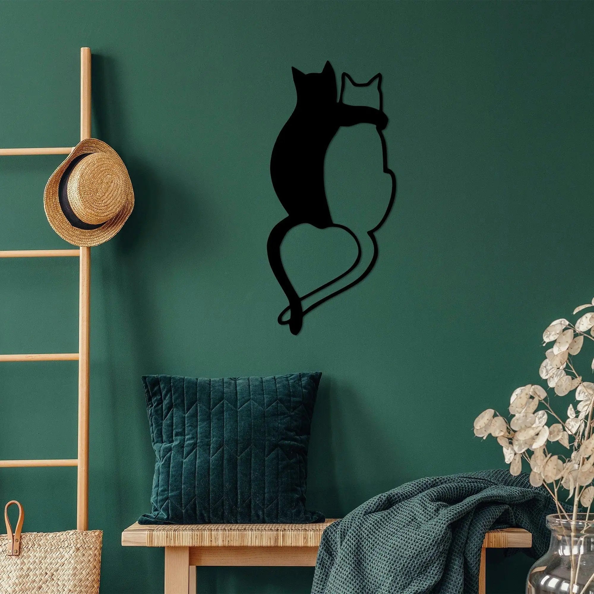 Decoratiune perete 899SKL2513, negru, metal, 33x70 cm