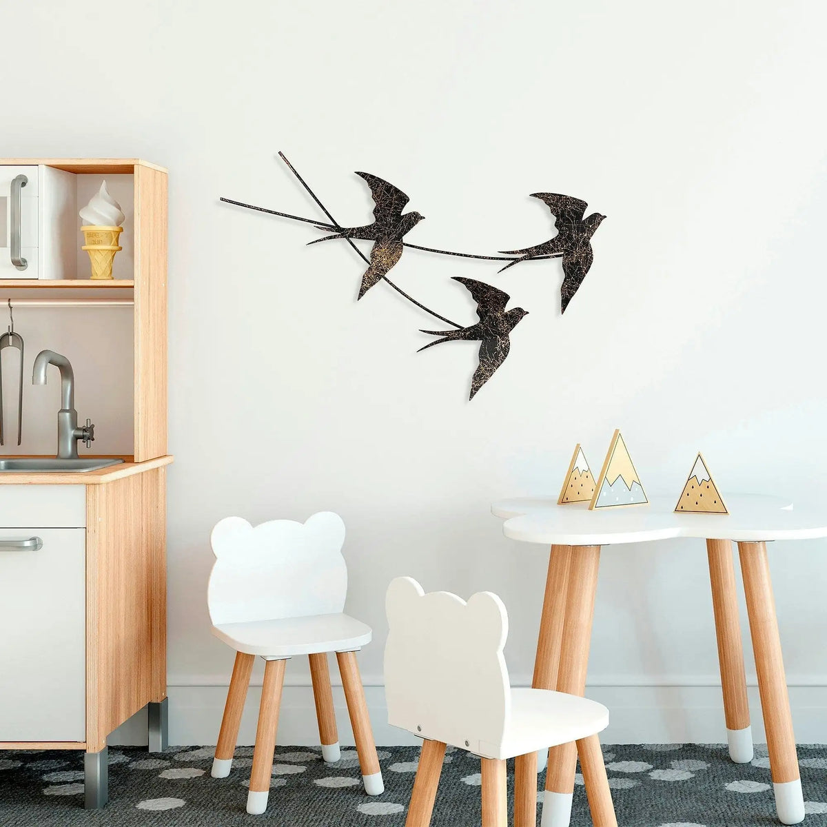 Decoratiune perete 930DYU1222, negru/auriu, metal, 70x42 cm