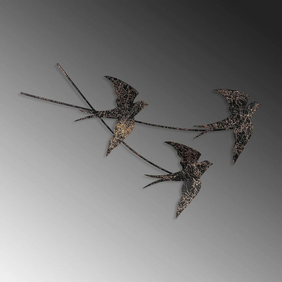 Decoratiune perete 930DYU1222, negru/auriu, metal, 70x42 cm