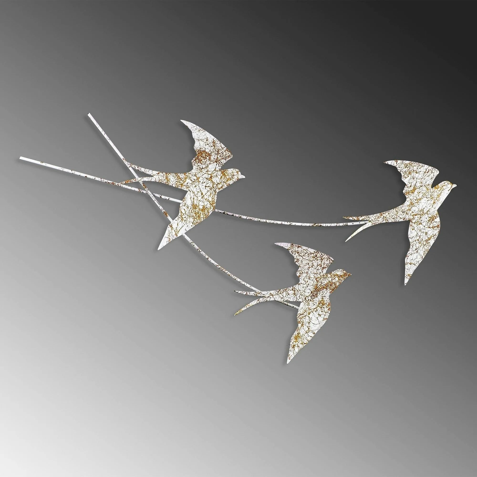 Decoratiune perete 930DYU1226, alb/auriu, metal, 70x42 cm