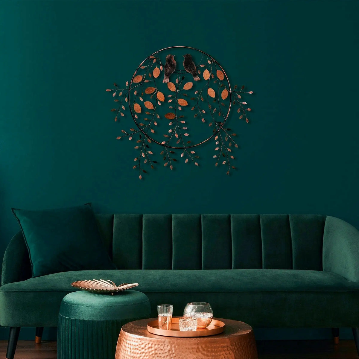 Decoratiune perete 930DYU1235, caramiziu/negru, metal, 86x75 cm