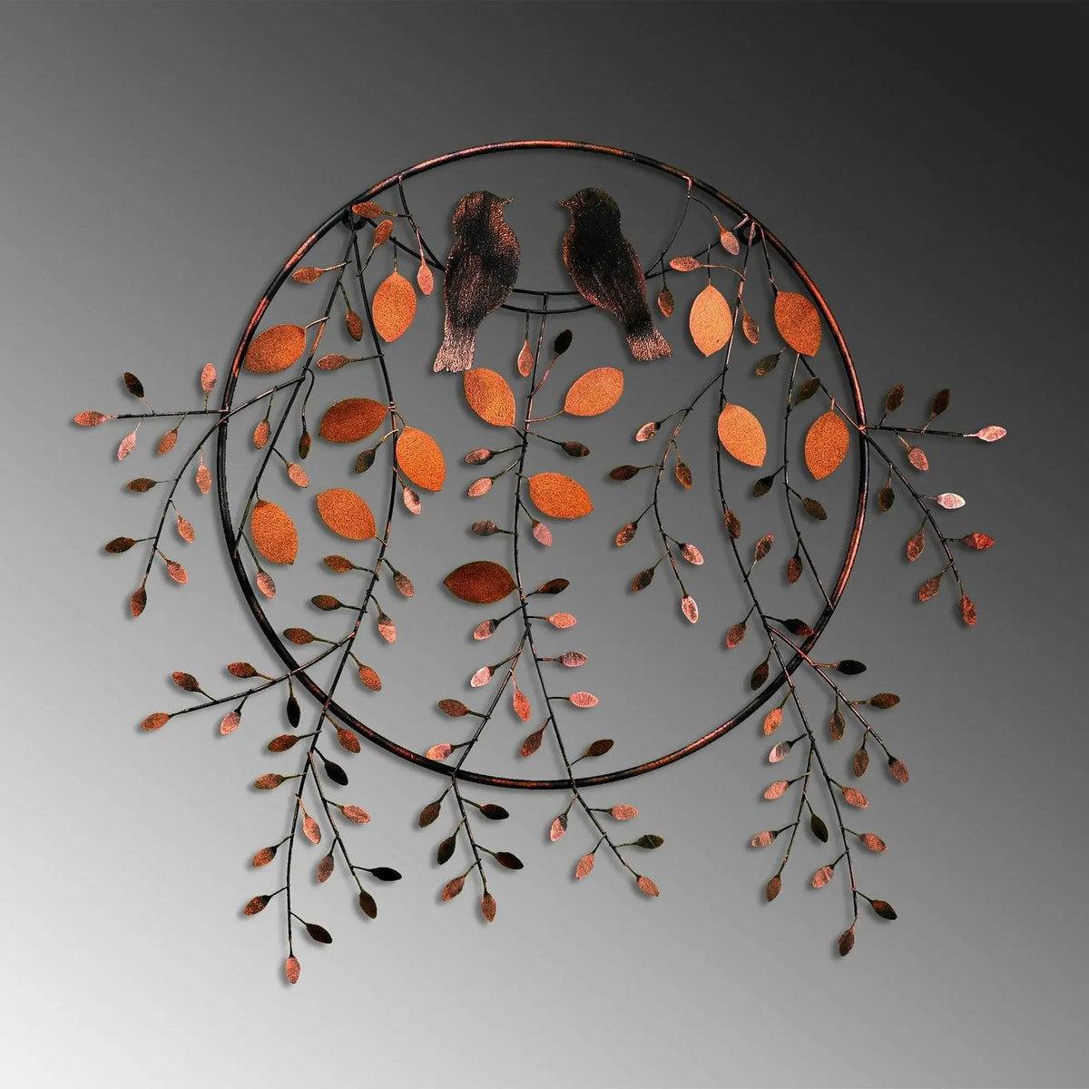 Decoratiune perete 930DYU1235, caramiziu/negru, metal, 86x75 cm