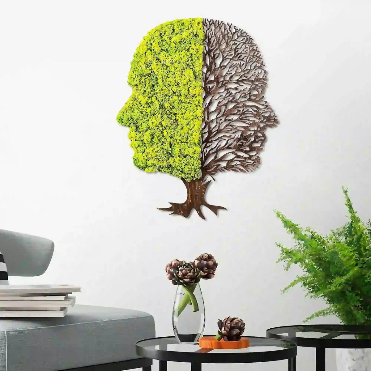 Decoratiune perete 931NTR1110, verde/maro, 45x56 cm