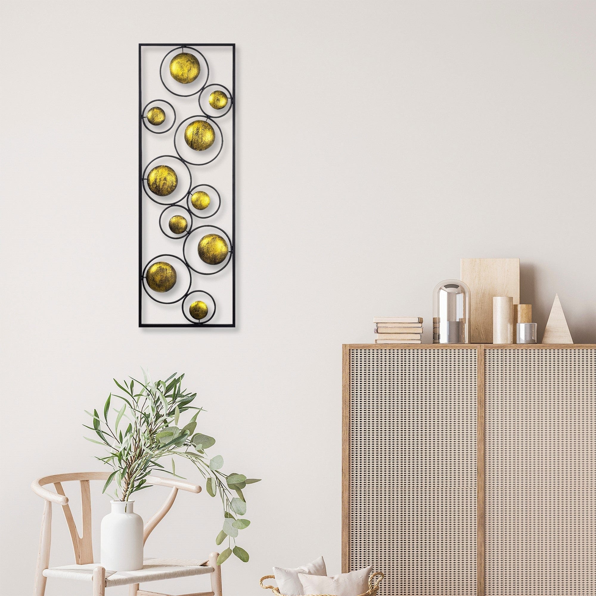 Decoratiune perete ART LIFE, auriu/negru, metal, 32x90 cm