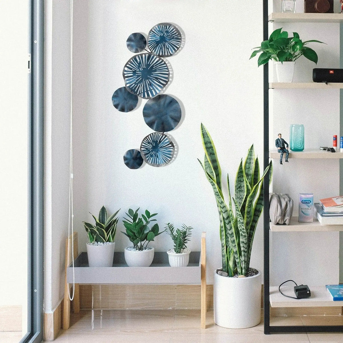 Decoratiune perete ASTRID, albastru, metal, 79x1x35 cm