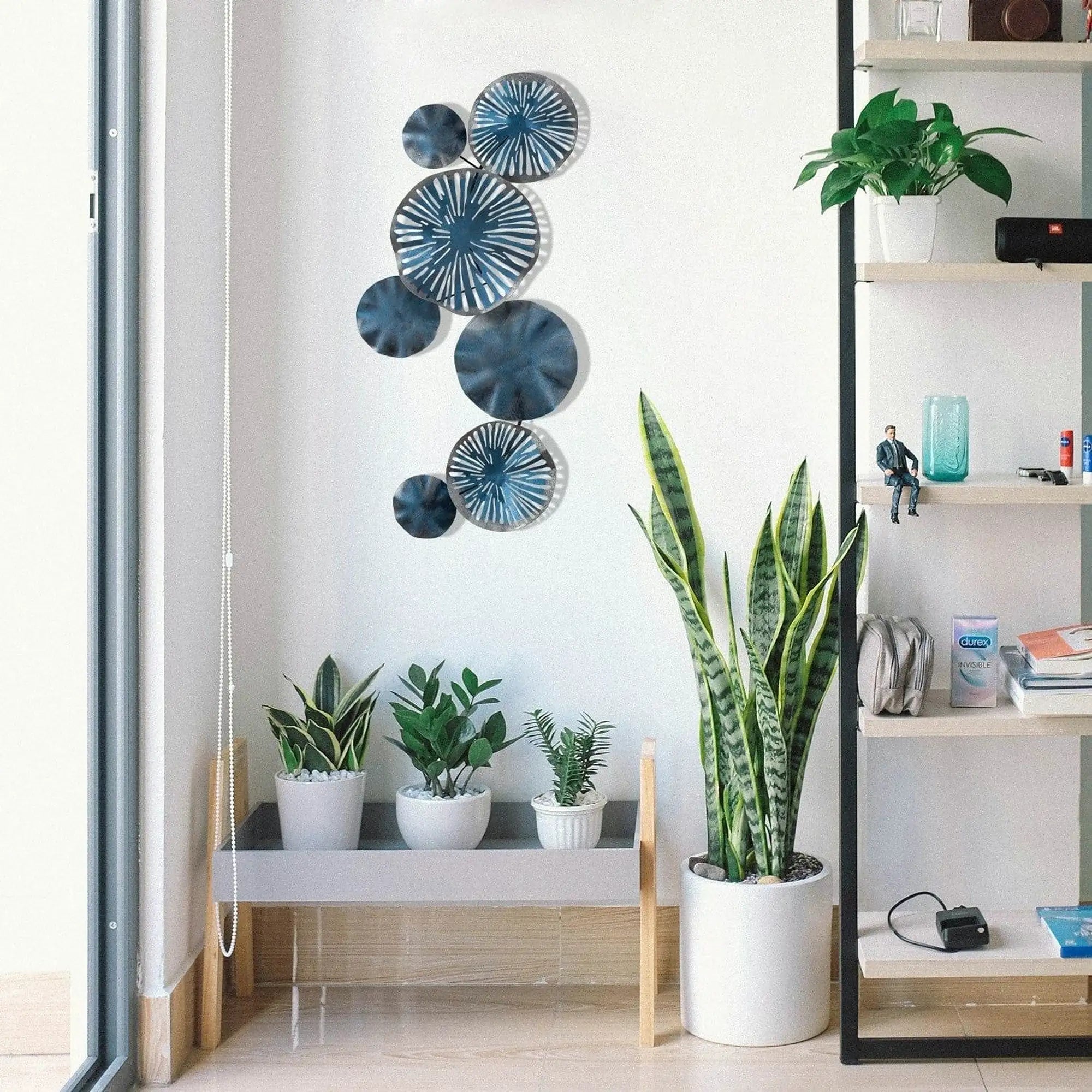 Decoratiune perete ASTRID, albastru, metal, 79x1x35 cm
