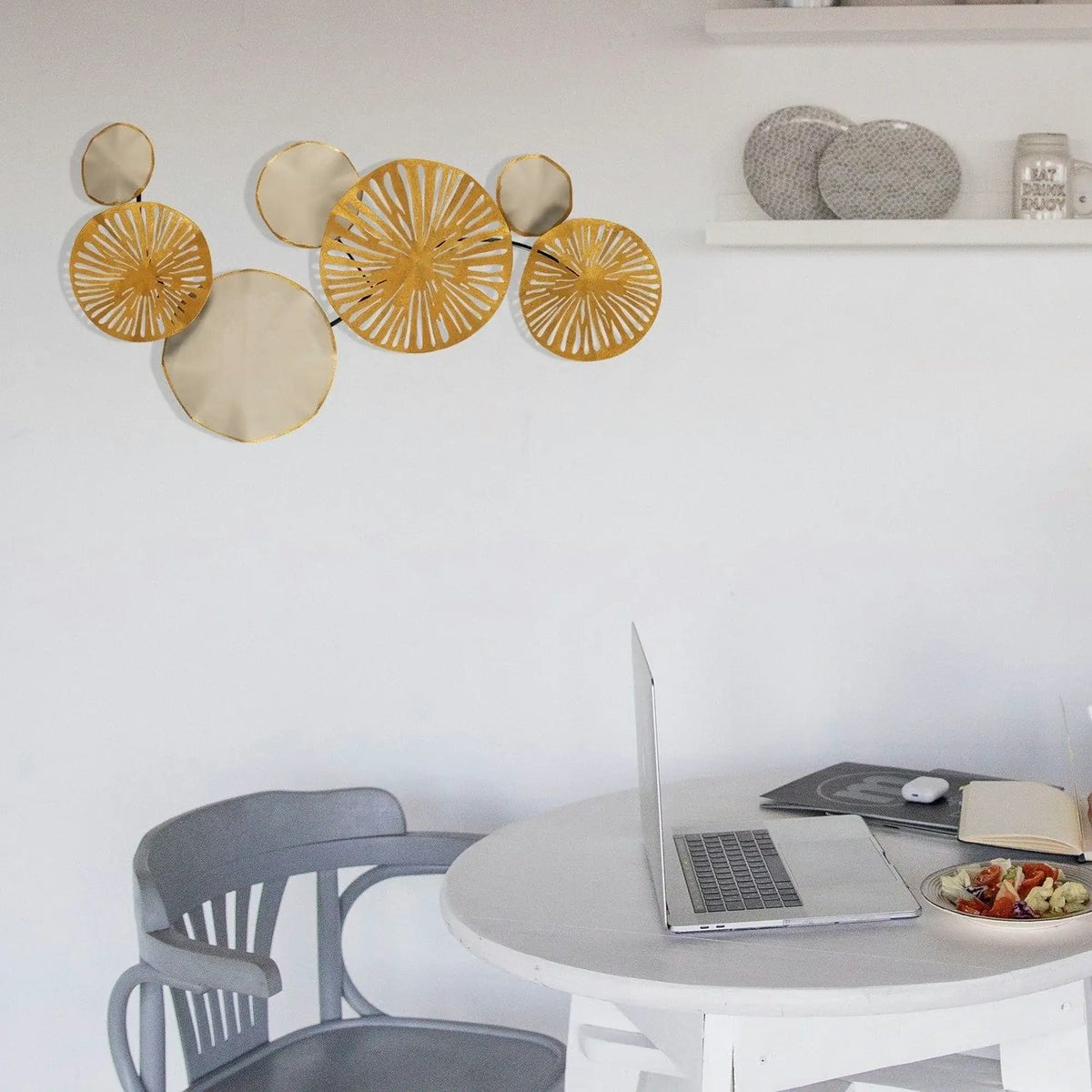 Decoratiune perete ASTRID-CH102-3, auriu/crem inchis, metal, 79x35 cm