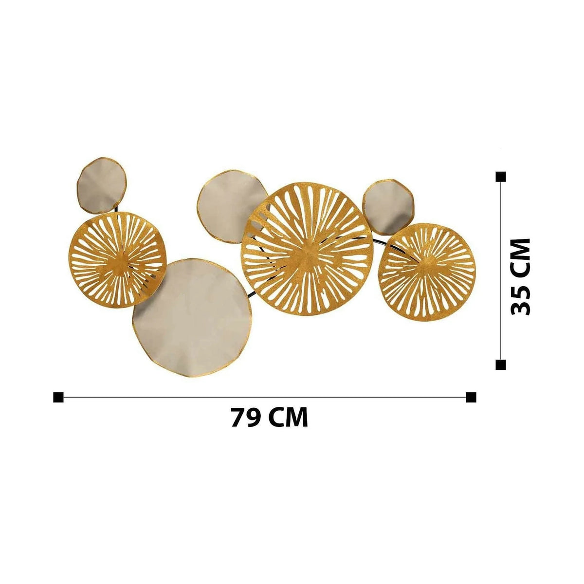 Decoratiune perete ASTRID-CH102-3, auriu/crem inchis, metal, 79x35 cm