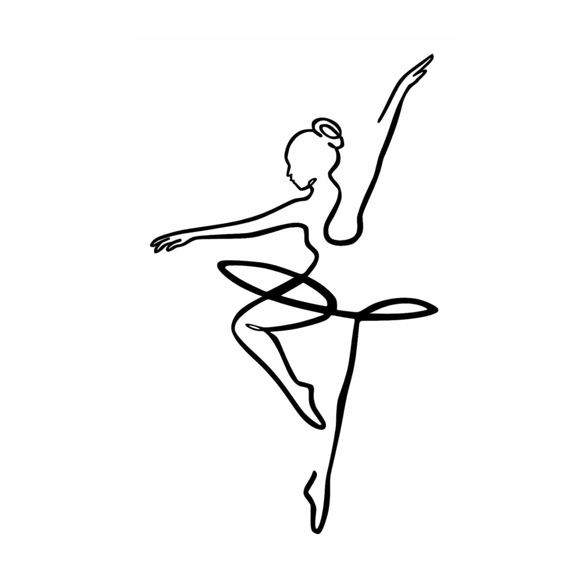 Decoratiune perete BALLERINA 1, negru, metal, 70x42 cm