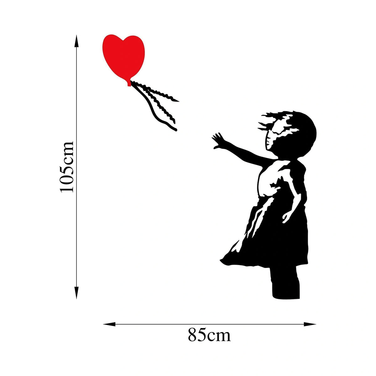 Decoratiune perete BANKSY-13, negru/rosu, metal, 85x105 cm