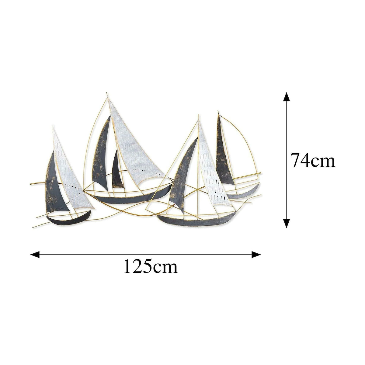 Decoratiune perete BARBAROS, auriu/gri, metal, 125x8x74 cm