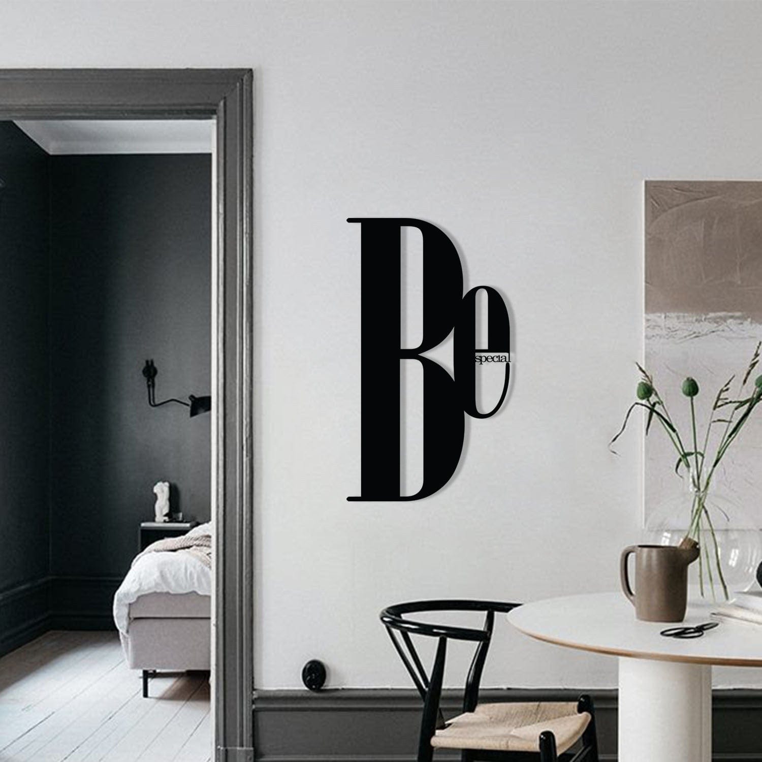 Decoratiune perete BE SPECIAL, negru, metal, 29x50 cm