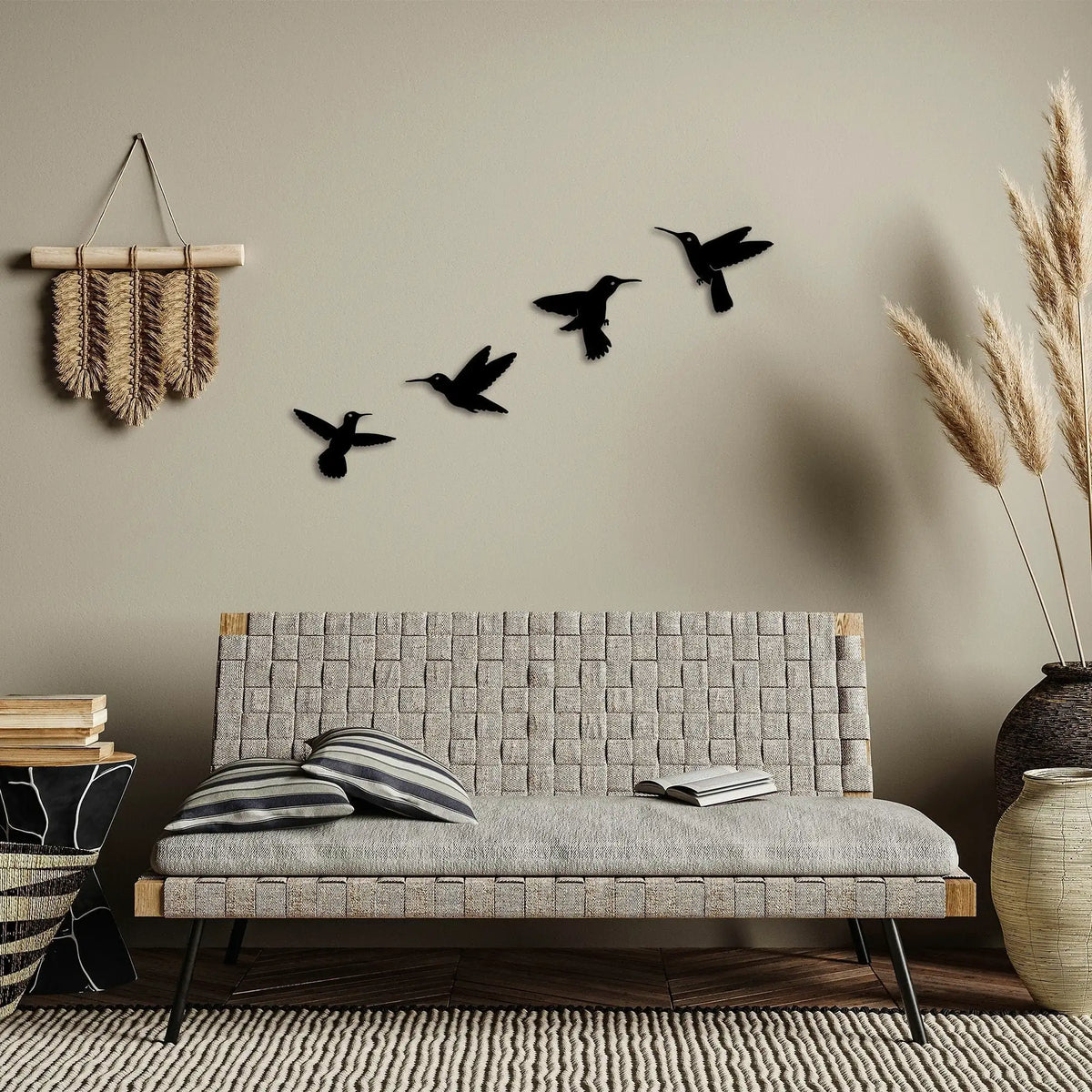 Decoratiune perete BIRDS - 292, negru, metal