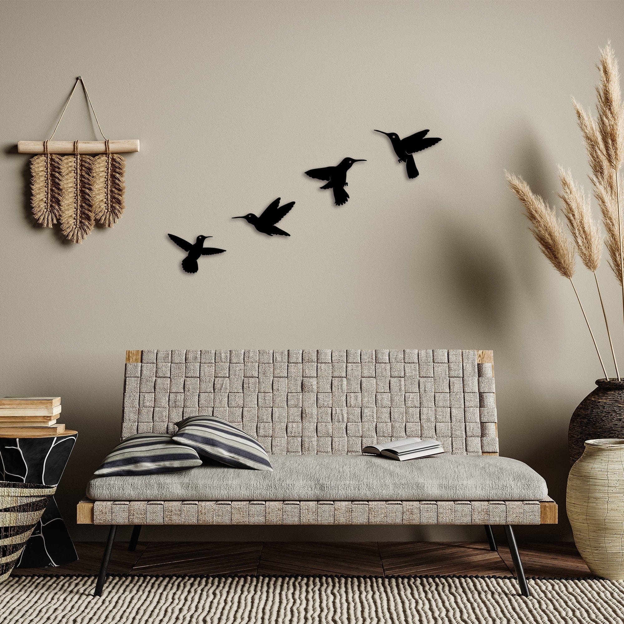 Decoratiune perete BIRDS - 292, negru, metal