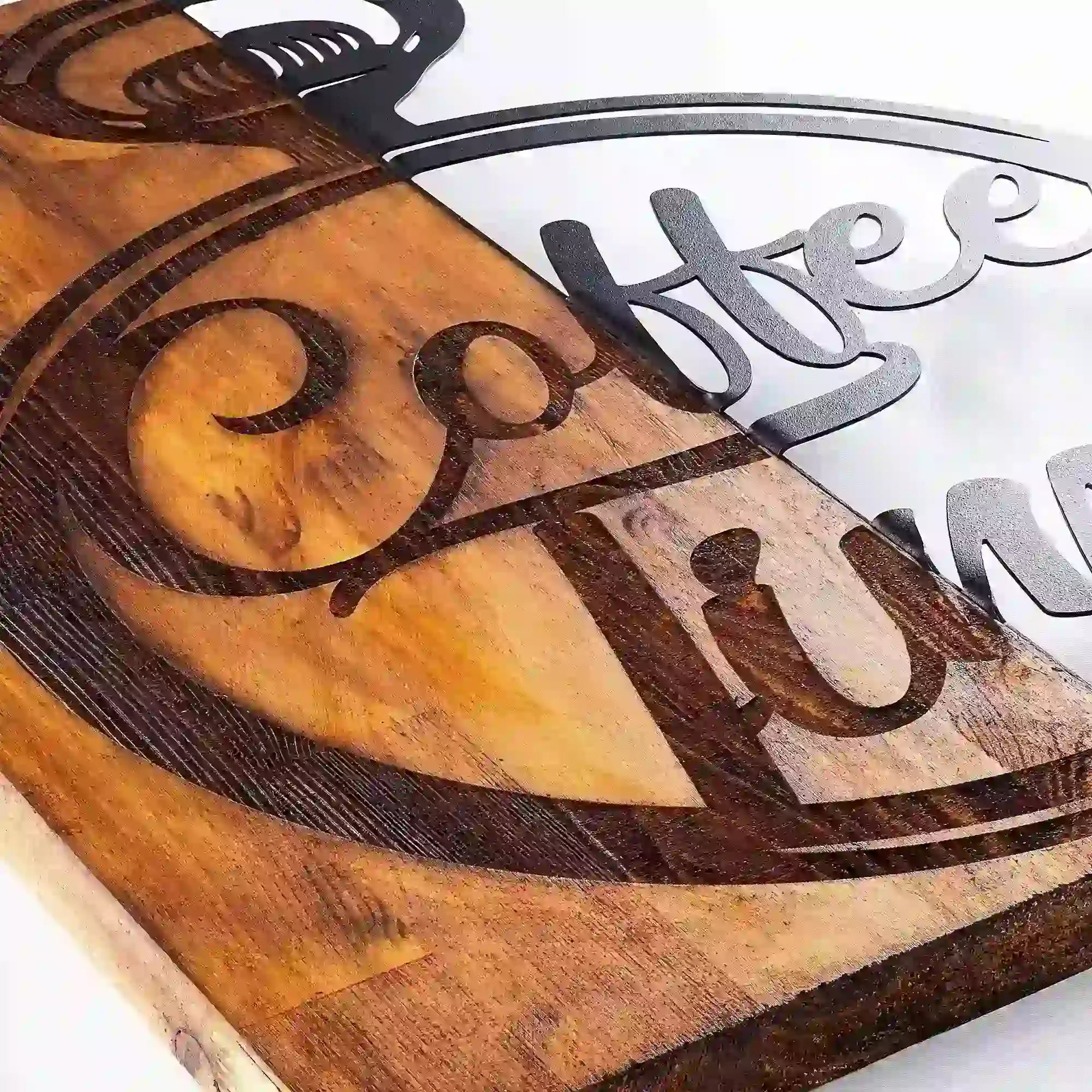 Decoratiune perete CANTEEN, nuc/negru, lemn/metal, 47x58 cm