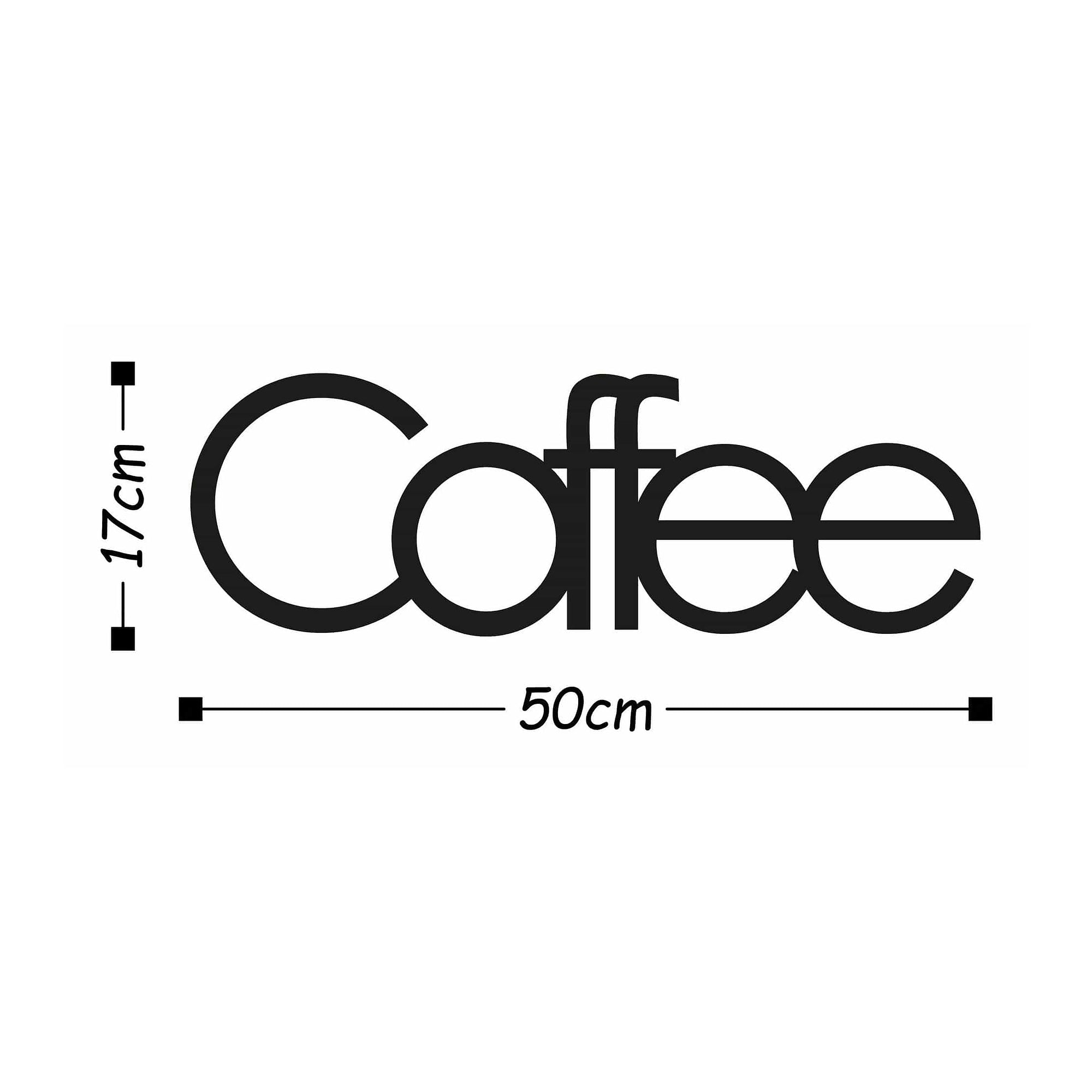 Decoratiune perete COFFEE, negru, metal, 50x17 cm