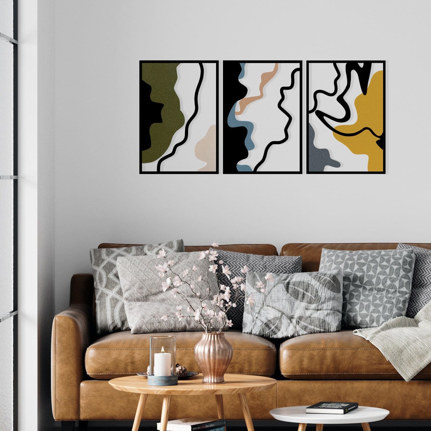 Decoratiune perete COMPLEX, multicolor, metal/lemn, 119x55 cm