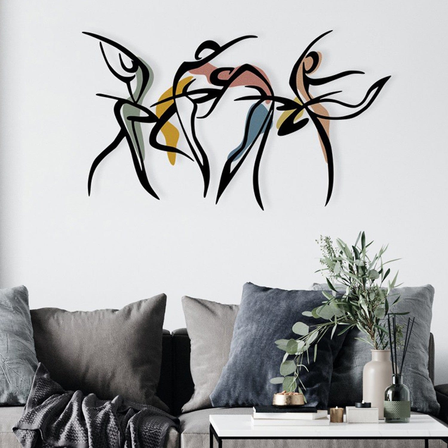 Decoratiune perete DANCE S, multicolor, metal/lemn, 66x39 cm