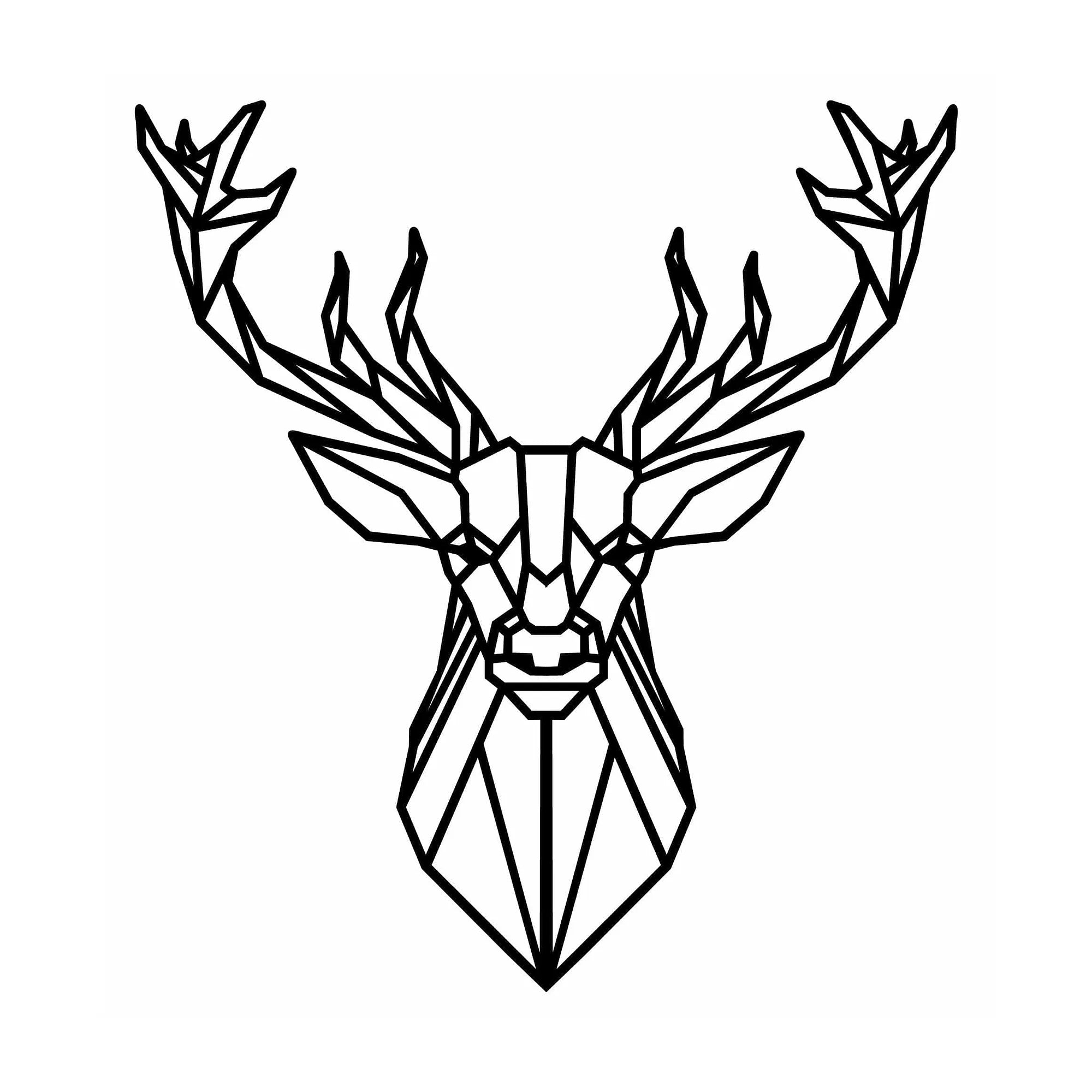 Decoratiune perete DEER4, negru, metal, 60x65 cm