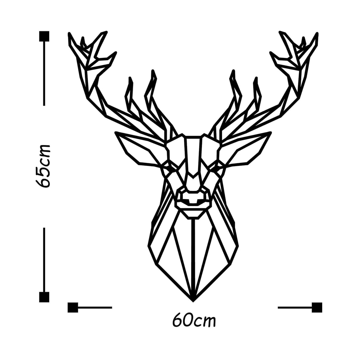 Decoratiune perete DEER4, negru, metal, 60x65 cm