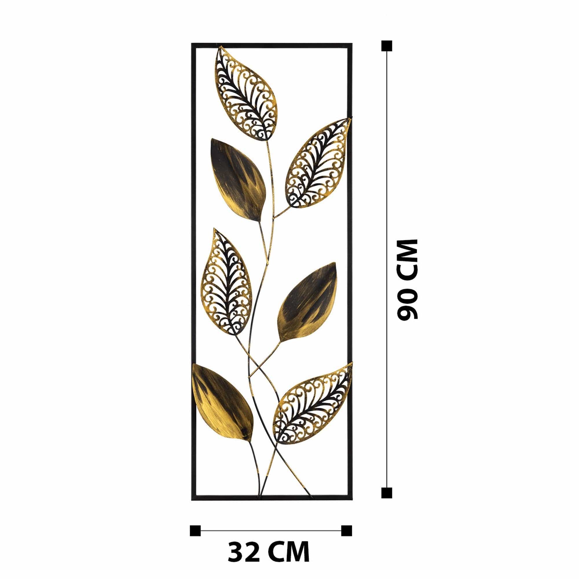 Decoratiune perete DELLA, auriu/negru, metal, 90x32 cm