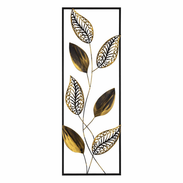 Decoratiune perete DELLA, auriu/negru, metal, 90x32 cm