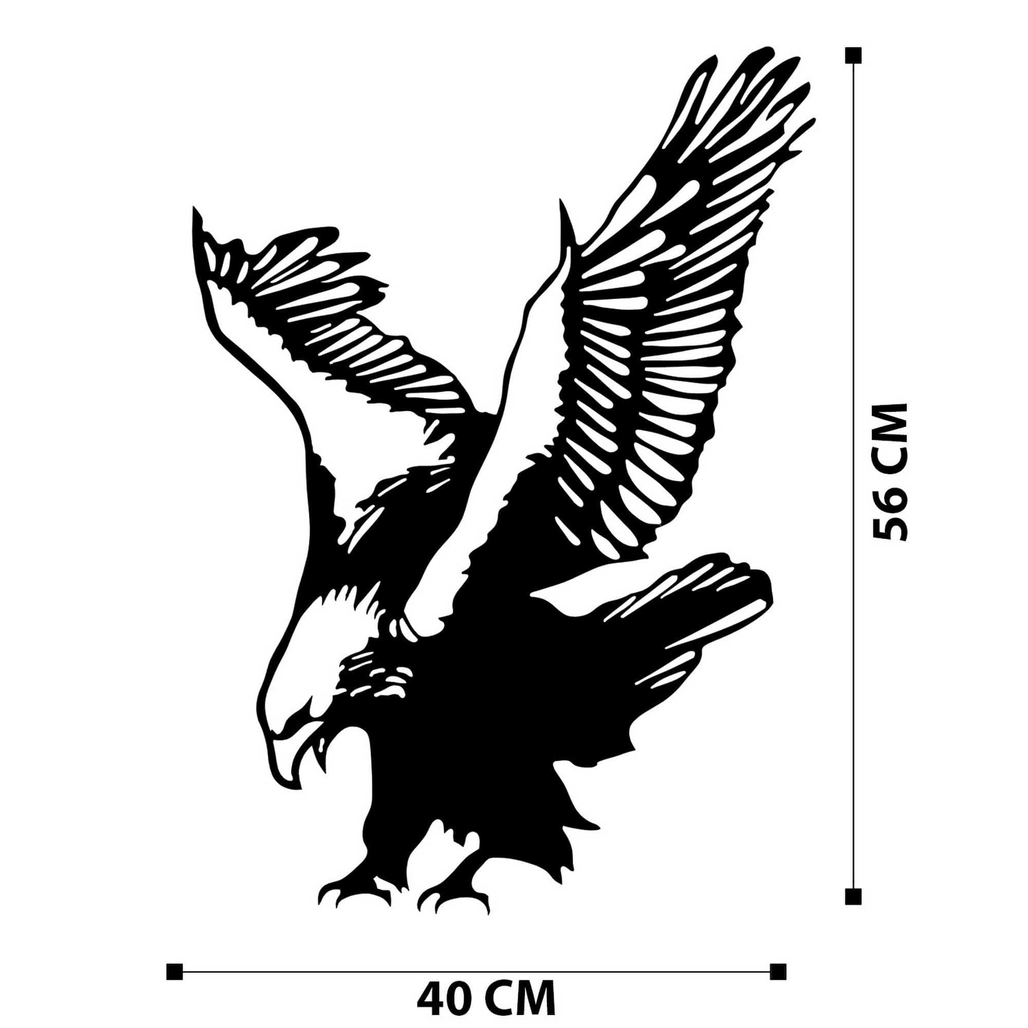 Decoratiune perete EAGLE, negru, metal, 40x56 cm