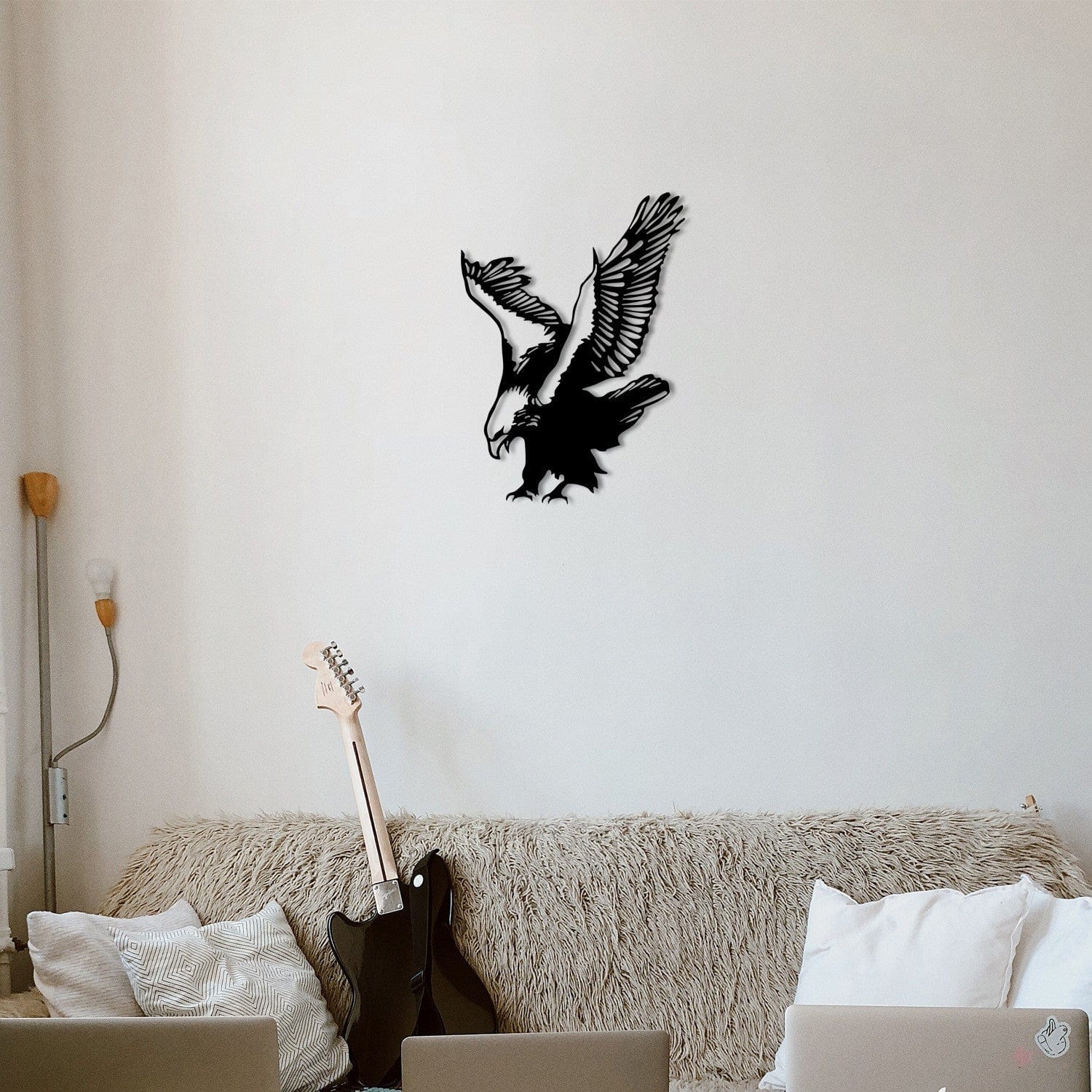 Decoratiune perete EAGLE, negru, metal, 40x56 cm