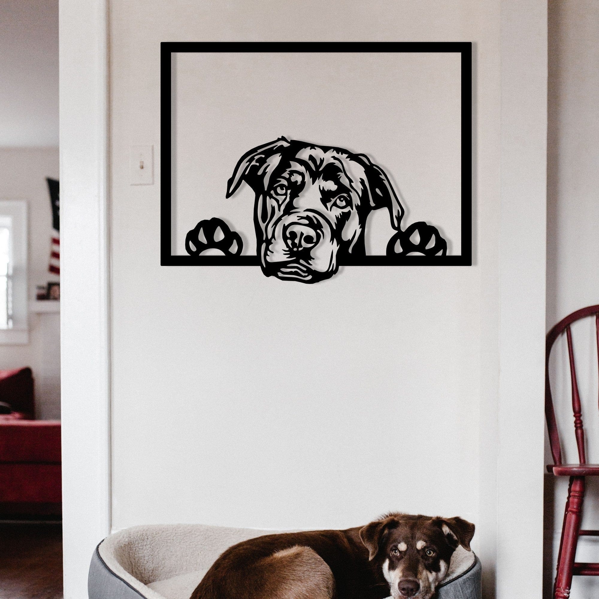 Decoratiune perete ENZO 7054, negru, metal, 70x55 cm