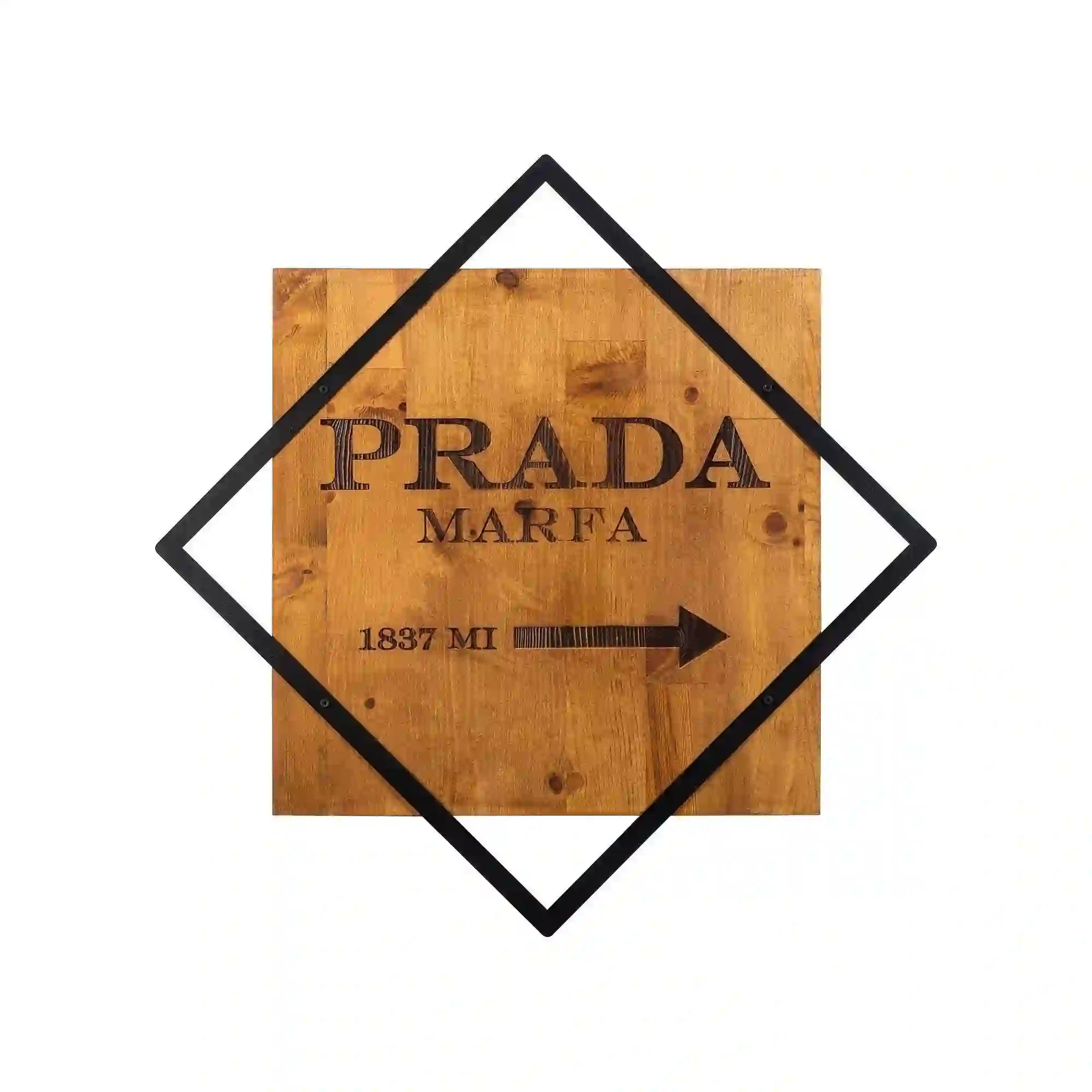 Decoratiune perete FASHION 2, stejar/negru, lemn/metal, 54x54 cm