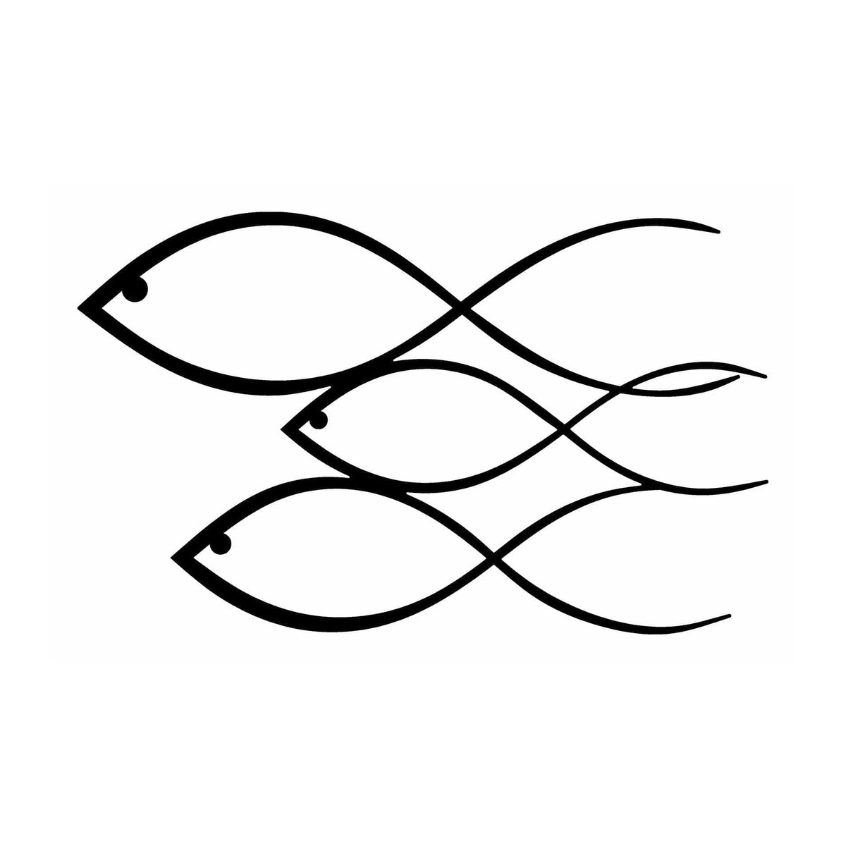 Decoratiune perete FISH, negru, metal, 50x30 cm