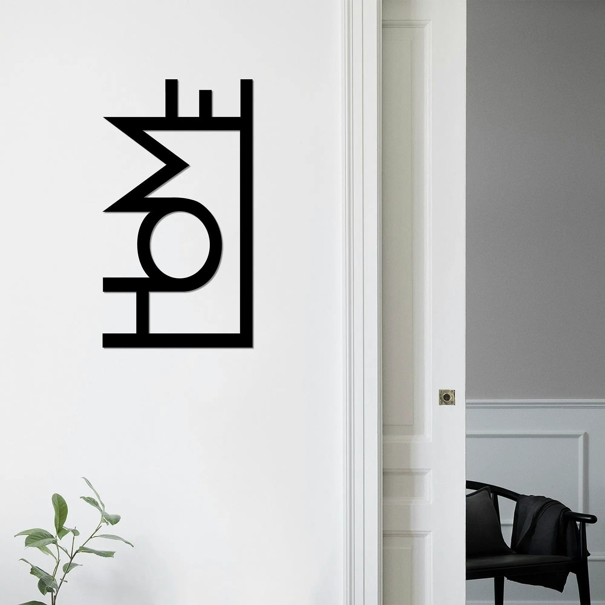 Decoratiune perete HOME, negru, metal, 28x50 cm