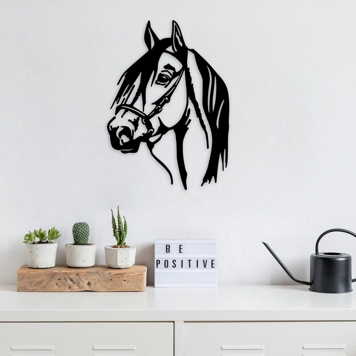Decoratiune perete HORSE HEAD, negru, metal, 40x55 cm