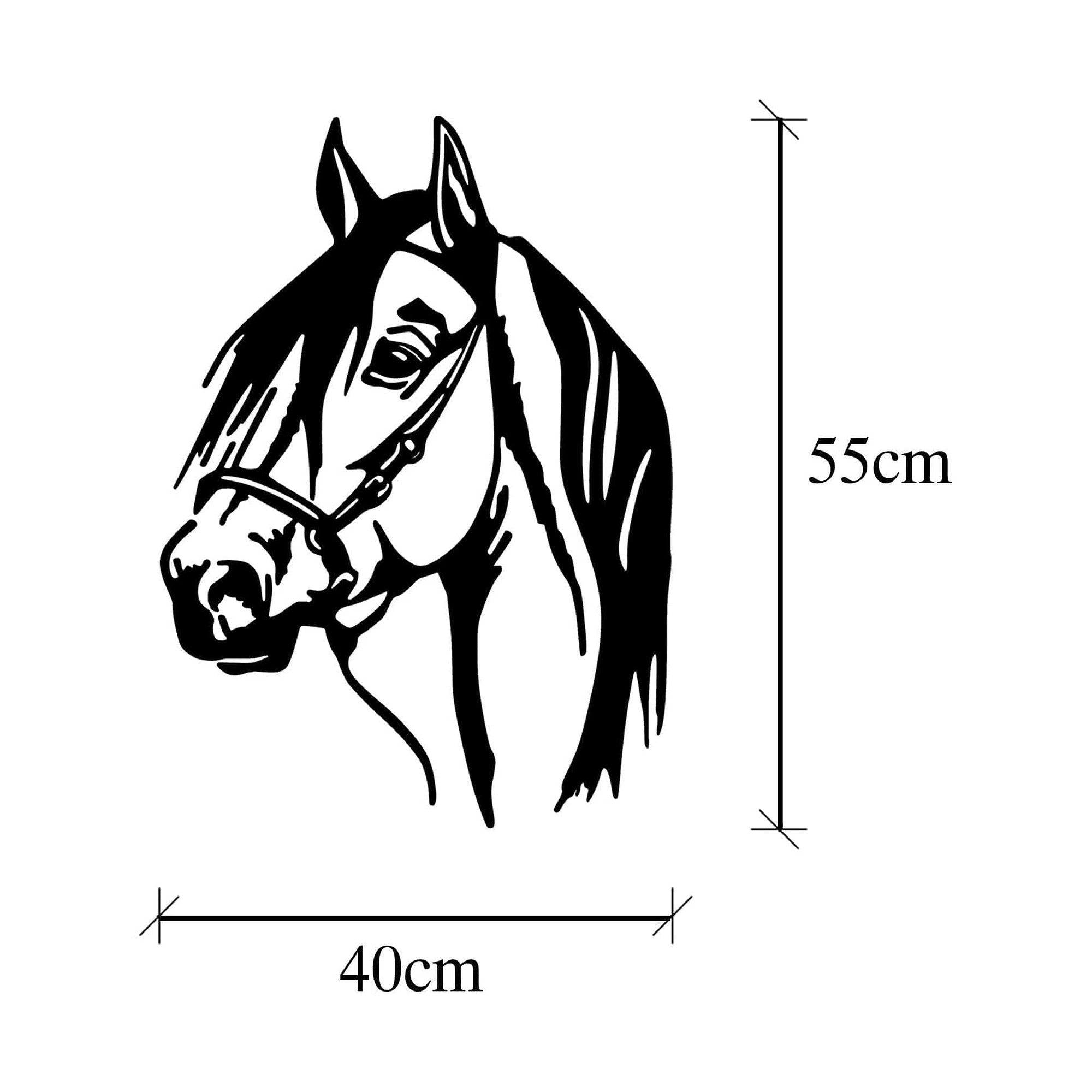 Decoratiune perete HORSE HEAD, negru, metal, 40x55 cm