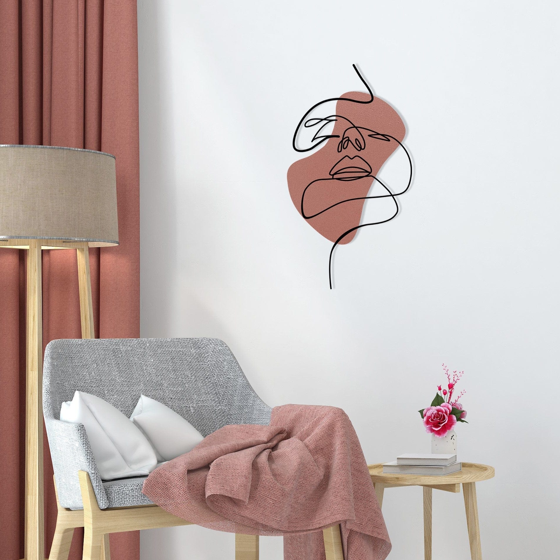 Decoratiune perete INNOCENT, bej/negru, lemn/metal, 38x68 cm
