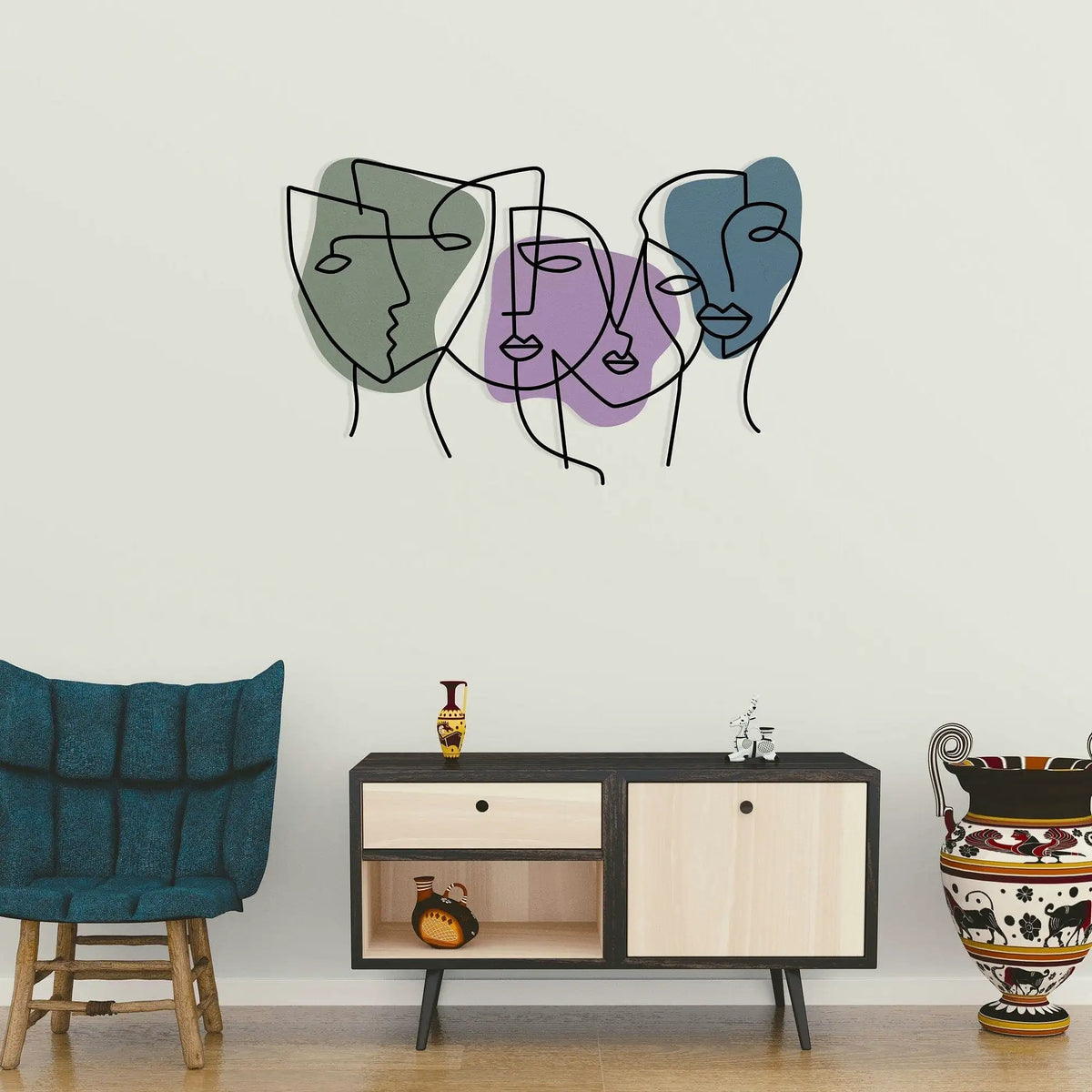 Decoratiune perete KUBIZM 27, multicolor, metal, 70x50 cm