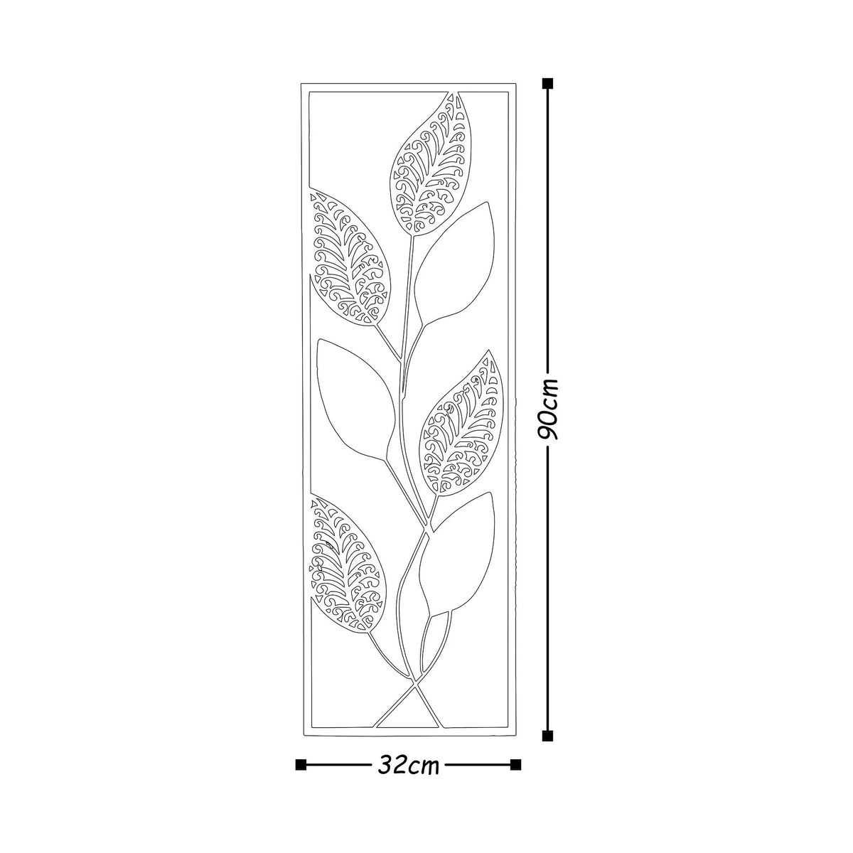 Decoratiune perete LEAF, verde/mov, metal, 32x90 cm