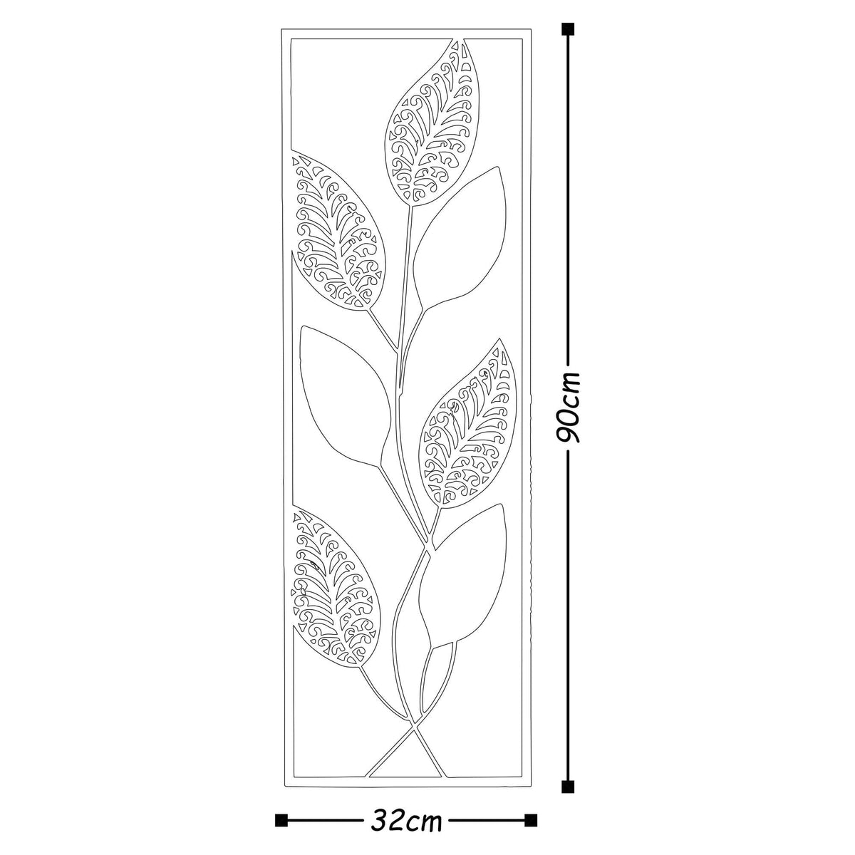 Decoratiune perete LEAF, verde/mov, metal, 32x90 cm