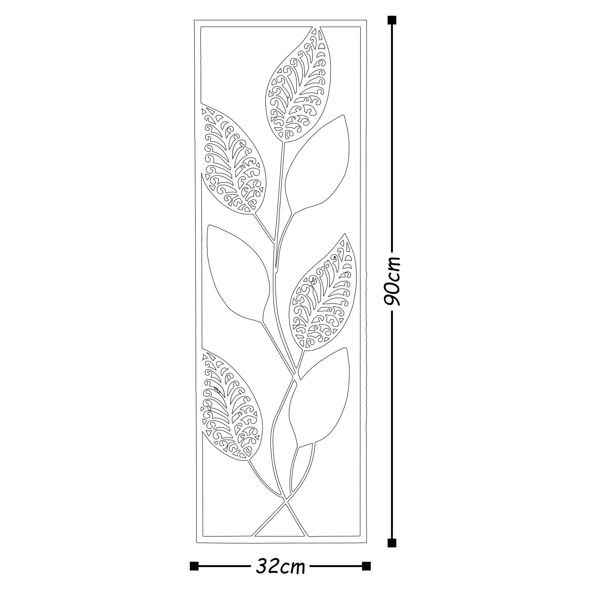 Decoratiune perete LEAF, verde/mov, metal, 32x90 cm