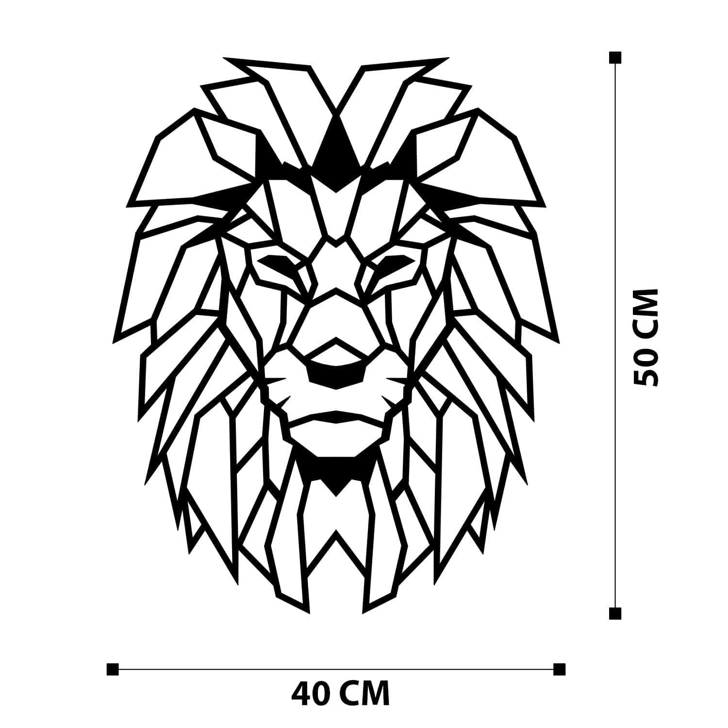 Decoratiune perete LION, negru, metal, 40x50 cm