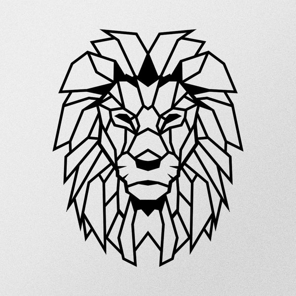 Decoratiune perete LION, negru, metal, 40x50 cm