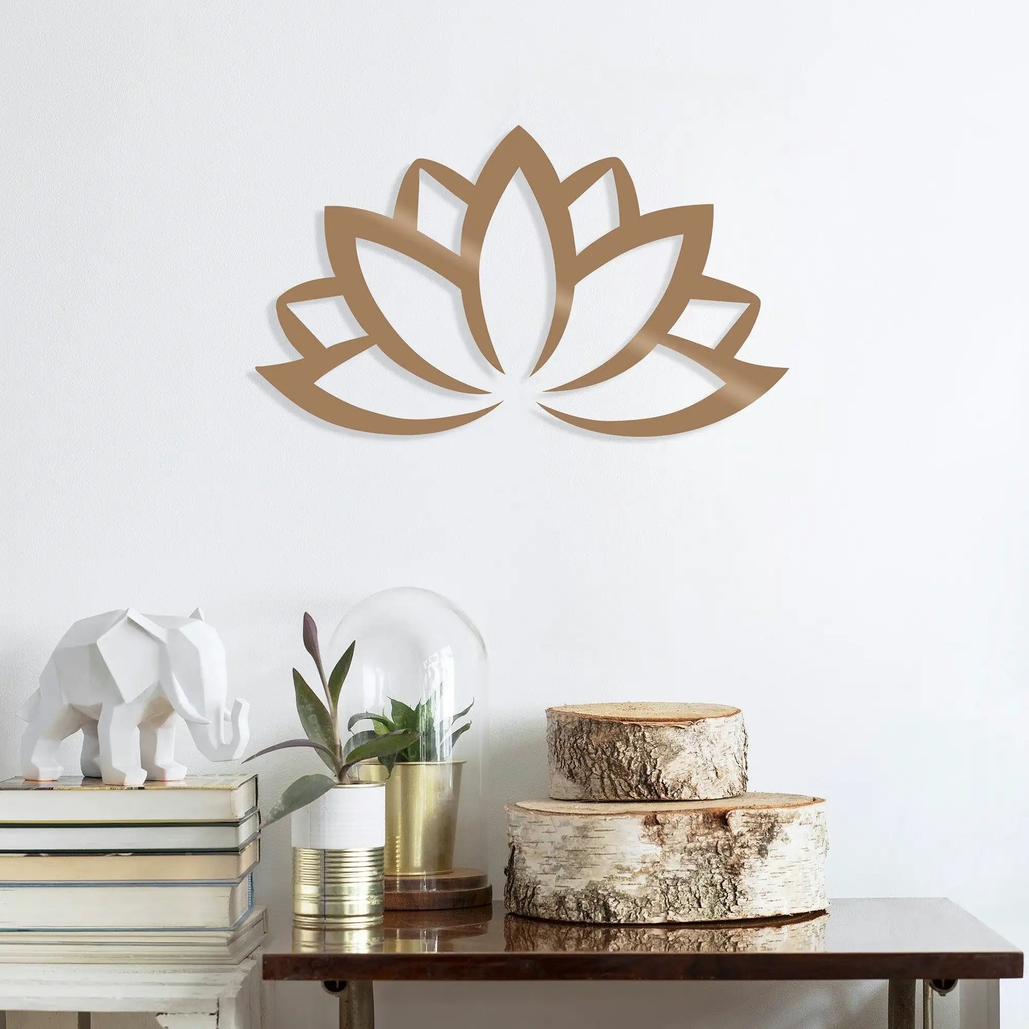 Decoratiune perete LOTUS FLOWER 2, bej, metal, 60x35 cm