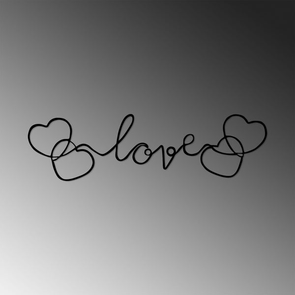 Decoratiune perete LOVE-491, negru, metal, 70x19 cm