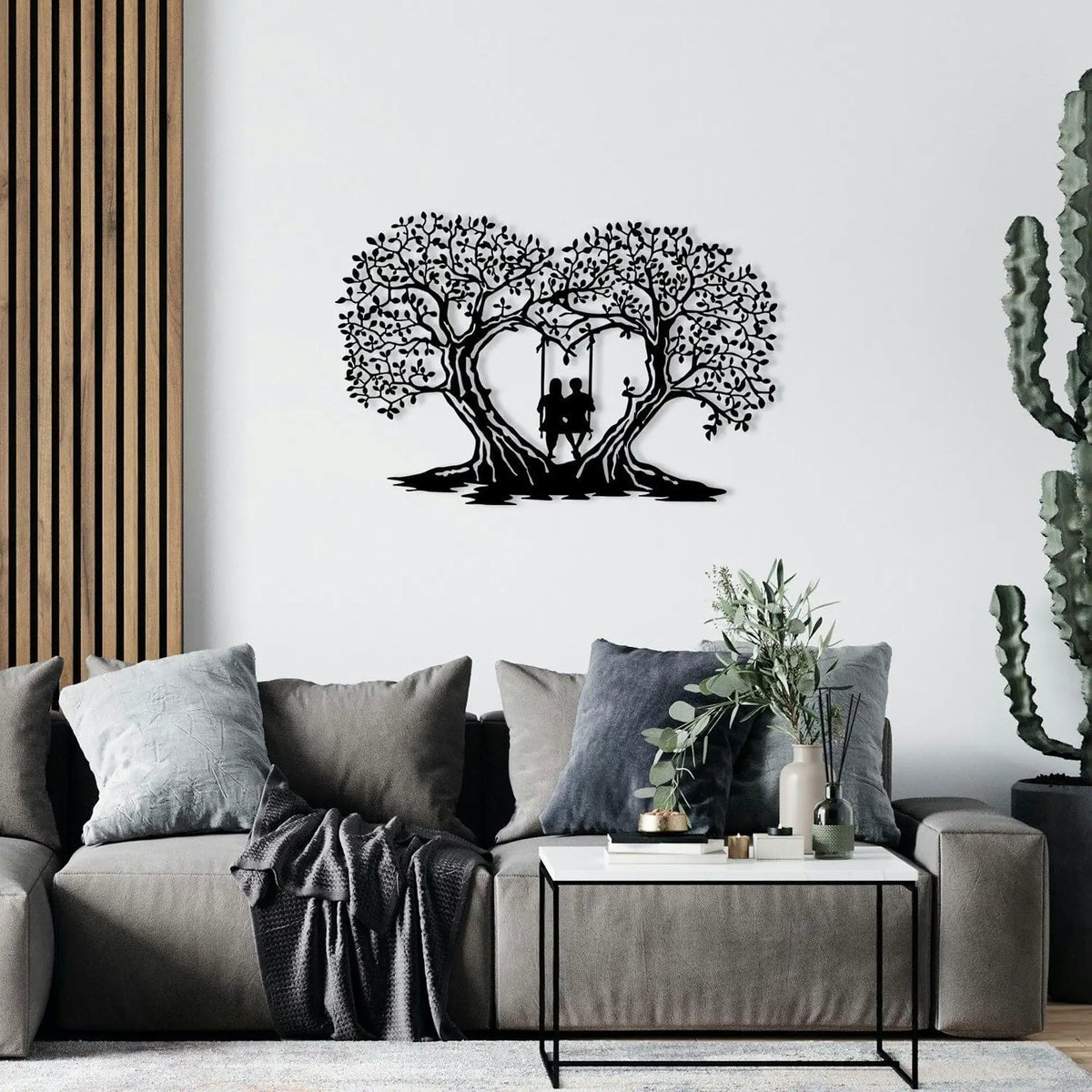Decoratiune perete LOVE, negru, metal, 65x43 cm