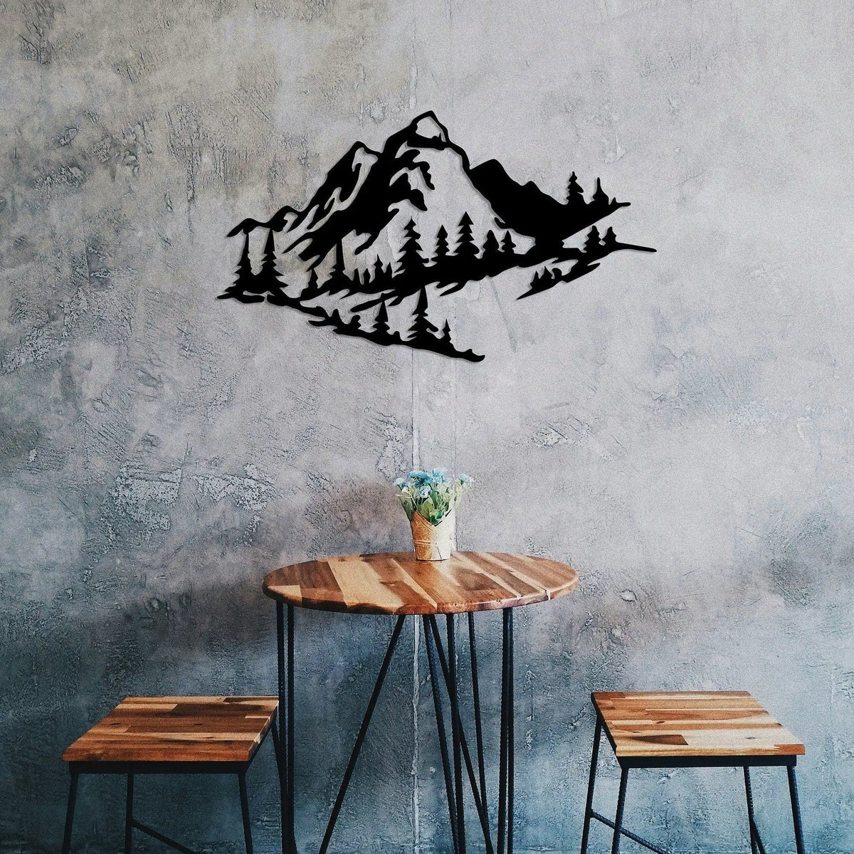 Decoratiune perete MOUNTAIN 2, negru, metal, 70x40 cm