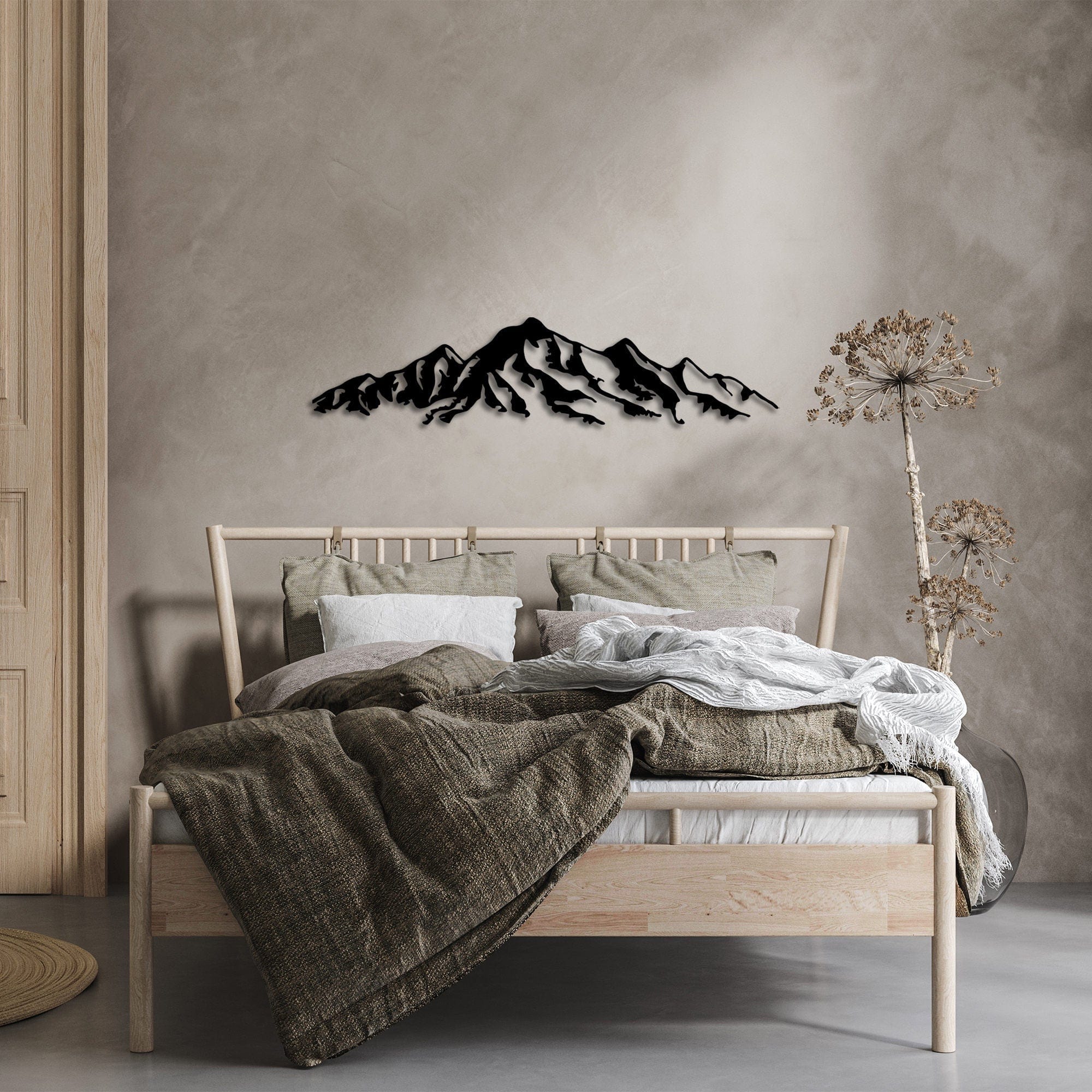 Decoratiune perete MOUNTAIN- 285, negru, metal, 68x16 cm