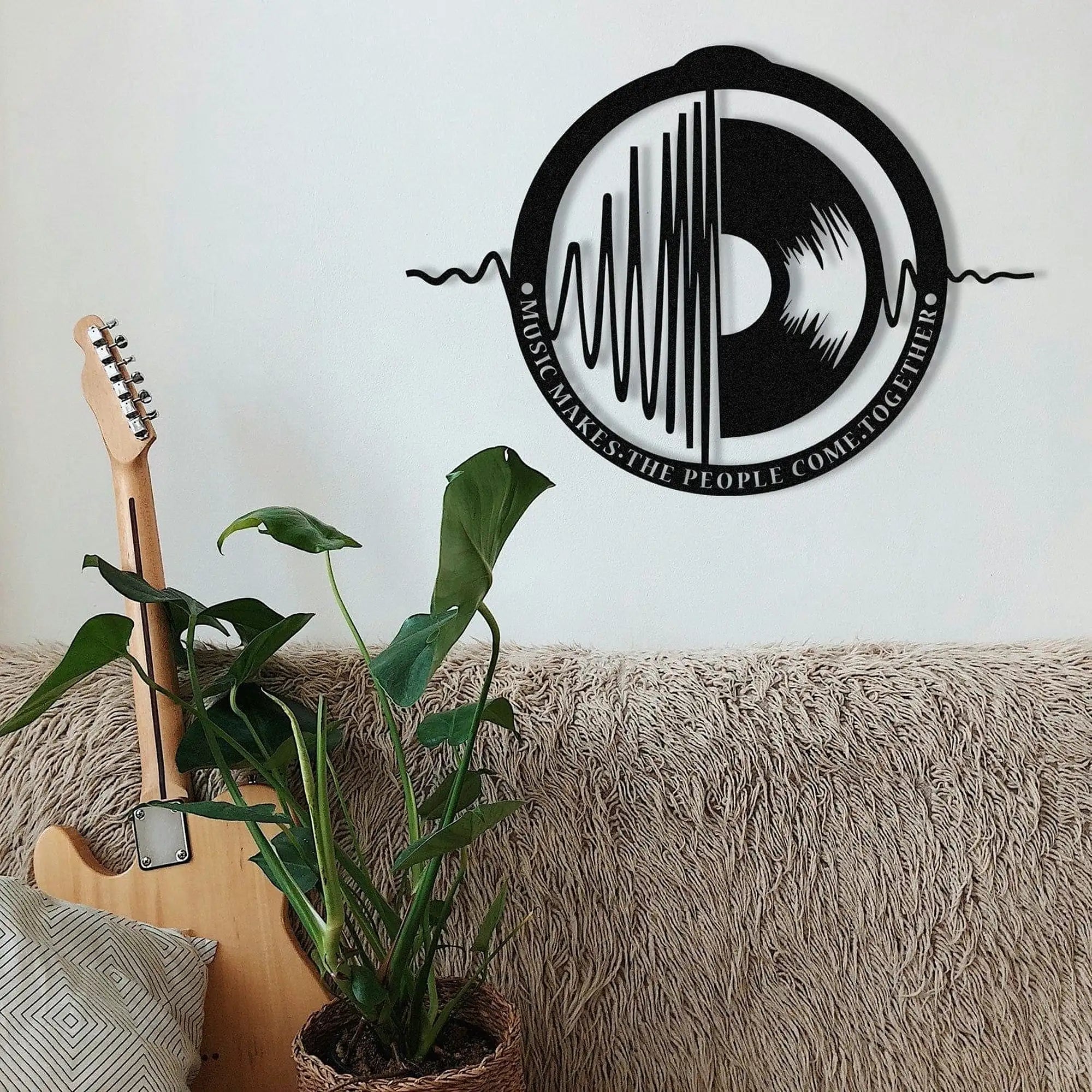 Decoratiune perete MY MUSIC V3, negru, metal, 60x43 cm