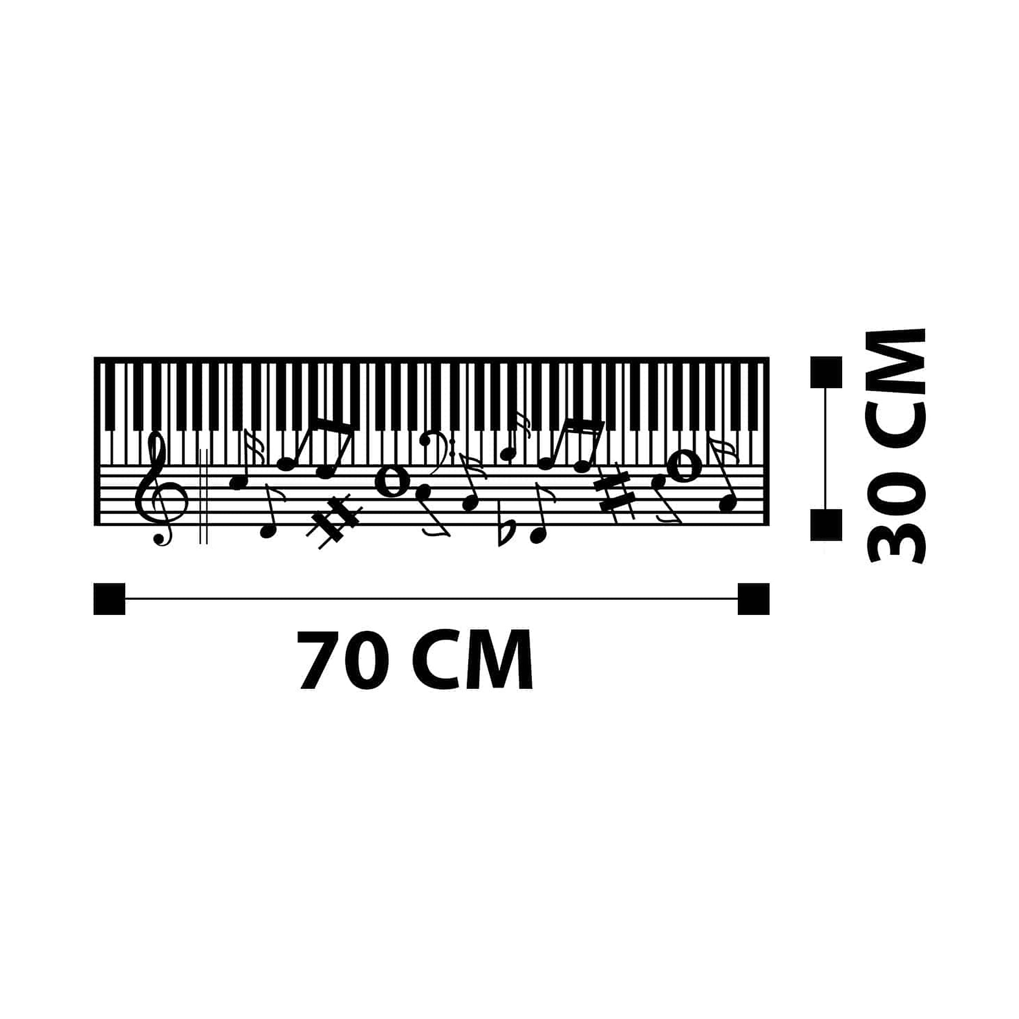 Decoratiune perete PIANO- M121, negru, metal, 70x30 cm