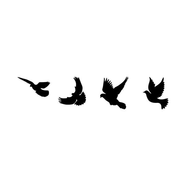 Decoratiune perete PIGEONS- 293, negru, metal