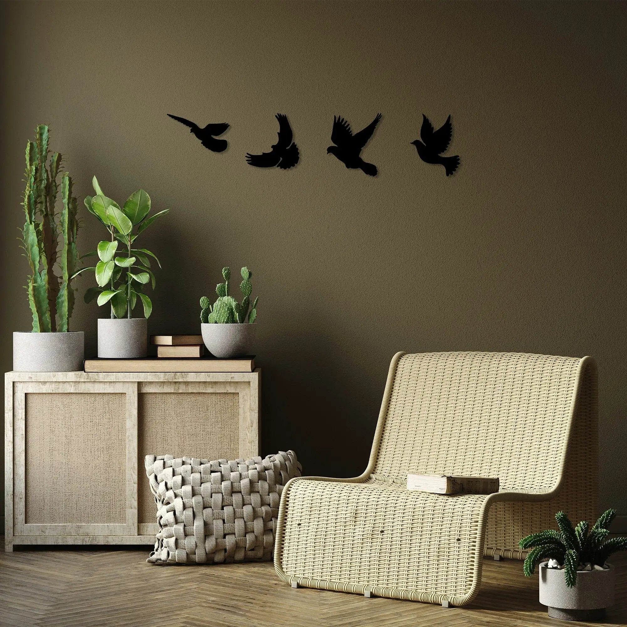 Decoratiune perete PIGEONS- 293, negru, metal